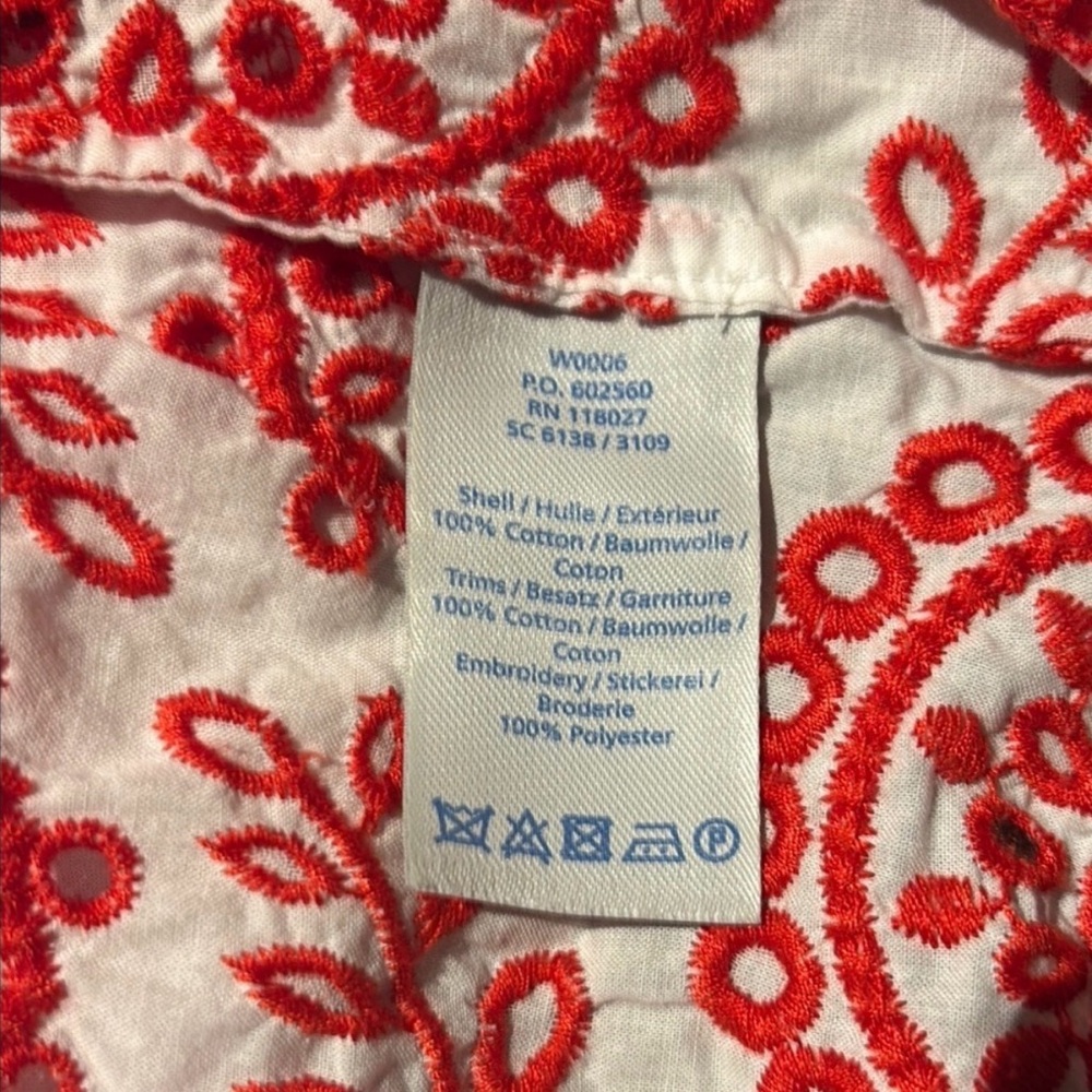 Boden Red and White Embroidered Top - Picture 3 of 6